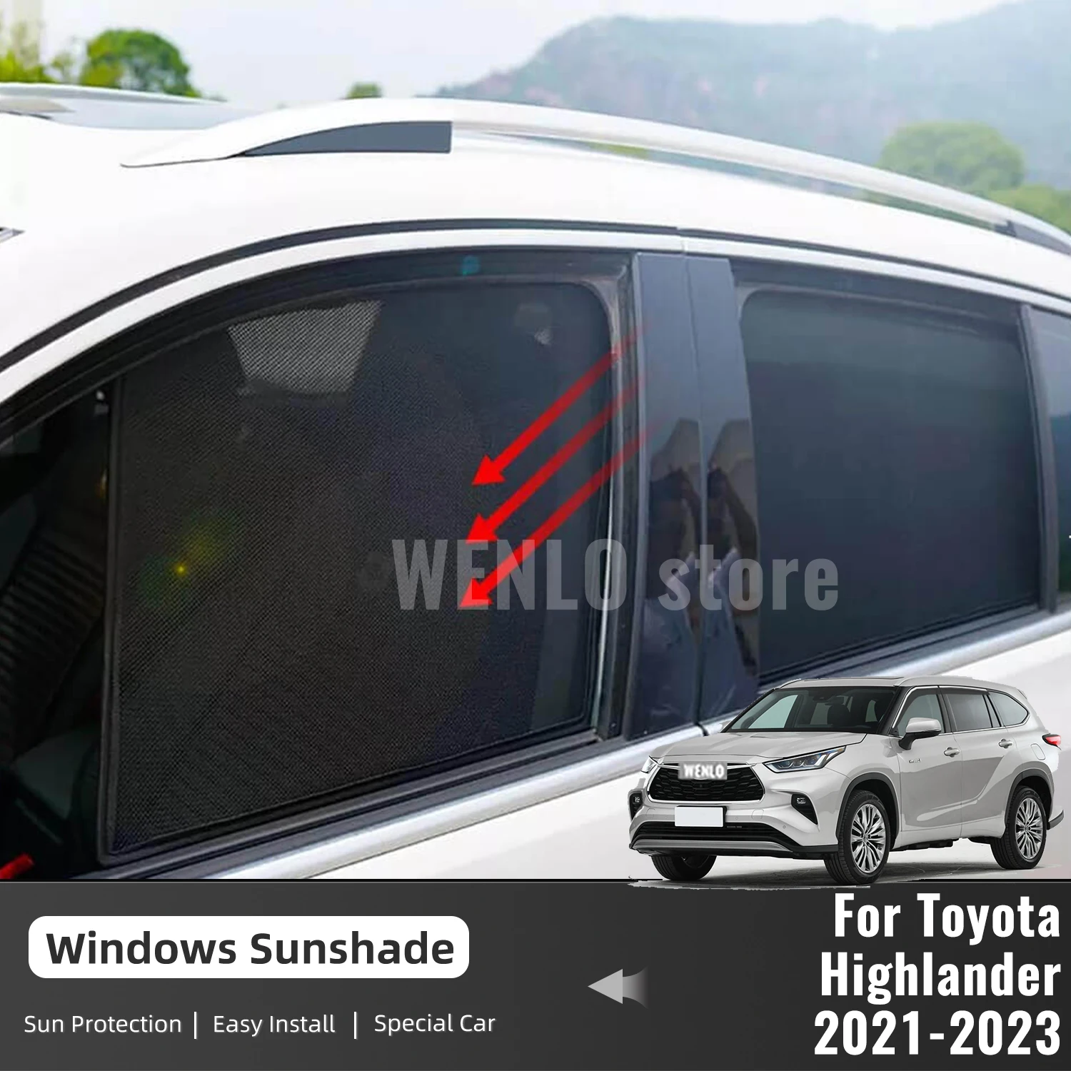 Pare-soleil de voiture magnétique pour Toyota Highlander, rideau de cadre de pare-brise avant, pare-soleil de fenêtre latérale arrière, Kluger U7, 2023, 2022, 2021