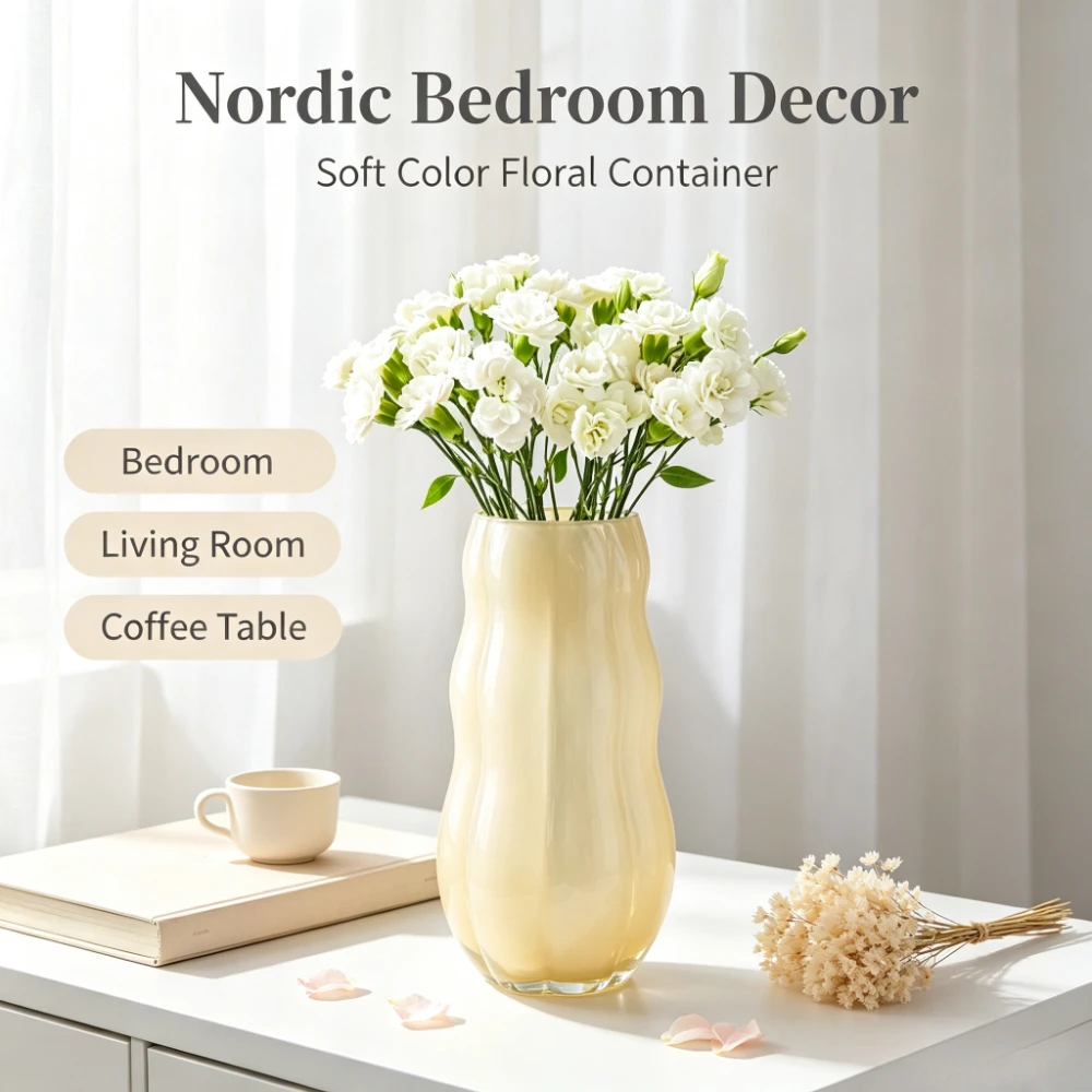 Wavy Shape Frosted Glass Vase  - Glass Vase Nordic 评论和价格