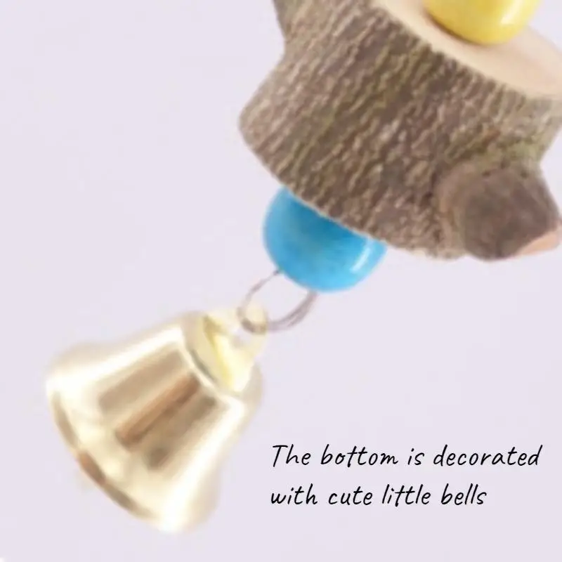 Solid Wood Bird Parrot Chew Toy Parakeet Wooden Ball String Cage Decoration Pet Supplies view 4