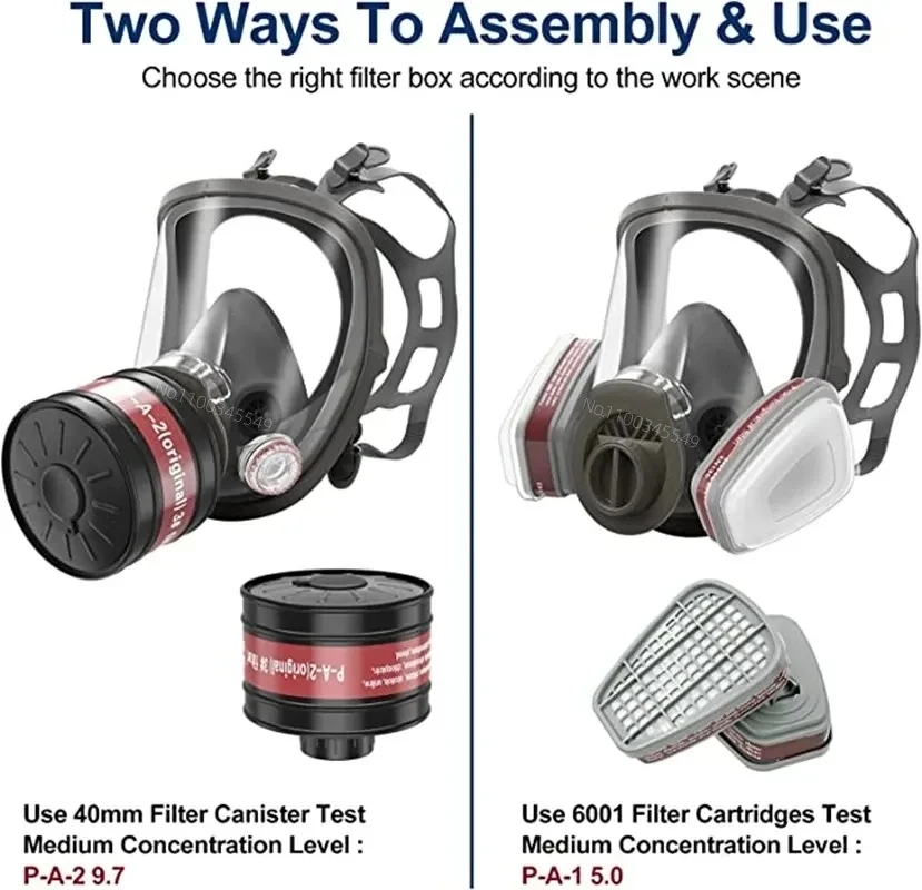 Mascarilla facial completa con respirador, máscara de gas con filtro multifunción, ácido/orgánico/amoníaco, pintura química, pesticida, laboratorio, polvo, 6800