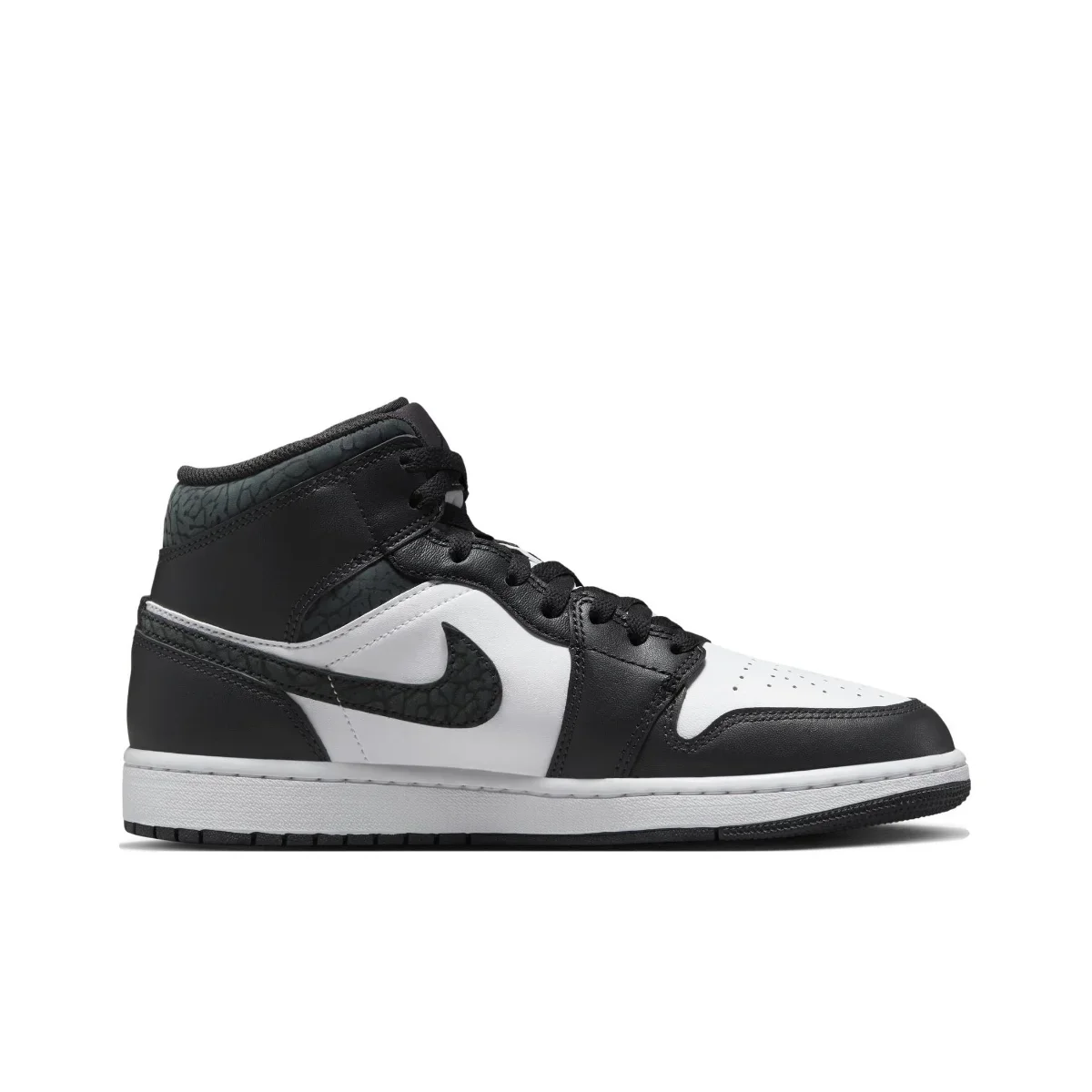 Nike Original Air Jordan 1 MID Classic Men's Basketball Shoes Comfortable Wear-resistant Anti-skid Black and White Colorway