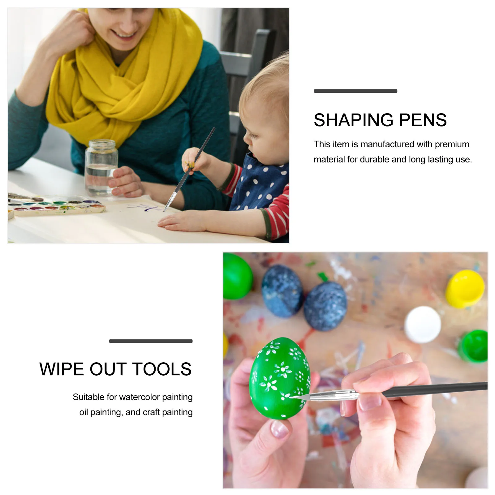 5Pcs Silicone Nail Pen Brushes Durable Plastic Nylon Tools for Painting Sculpture Craft Modeling Shaping Color