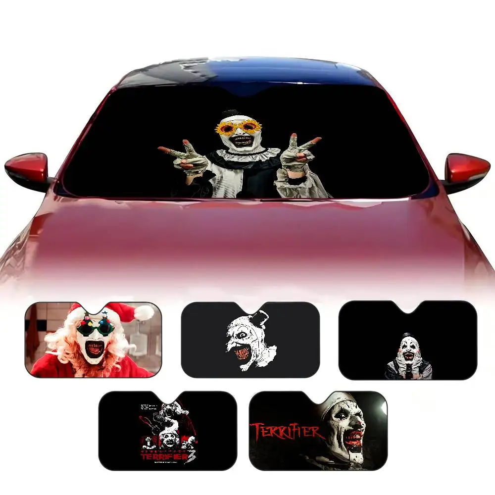 Horror Movie Terrifiers Sunshade Windscreen 3D Film Plaid Gift Novelty Car Front Window Visor 70x130cm Sun Visor Solar Protect