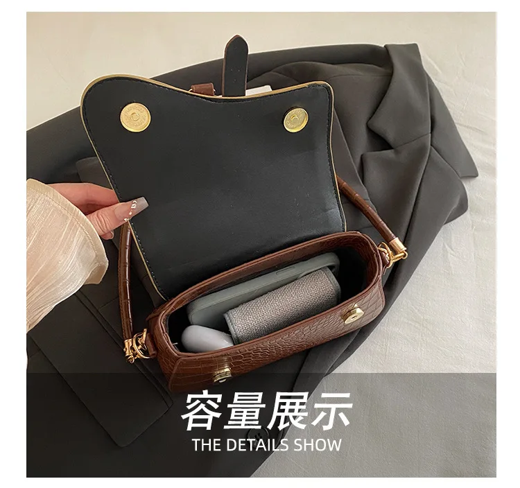 Neue Trendige Schwarze Quadratische Unterarmtasche Modische Damen-Satteltasche Lässige Einzel-Schultertasche Weiche PU-Leder Crossbody-Tasche für Frauen – Detail 7