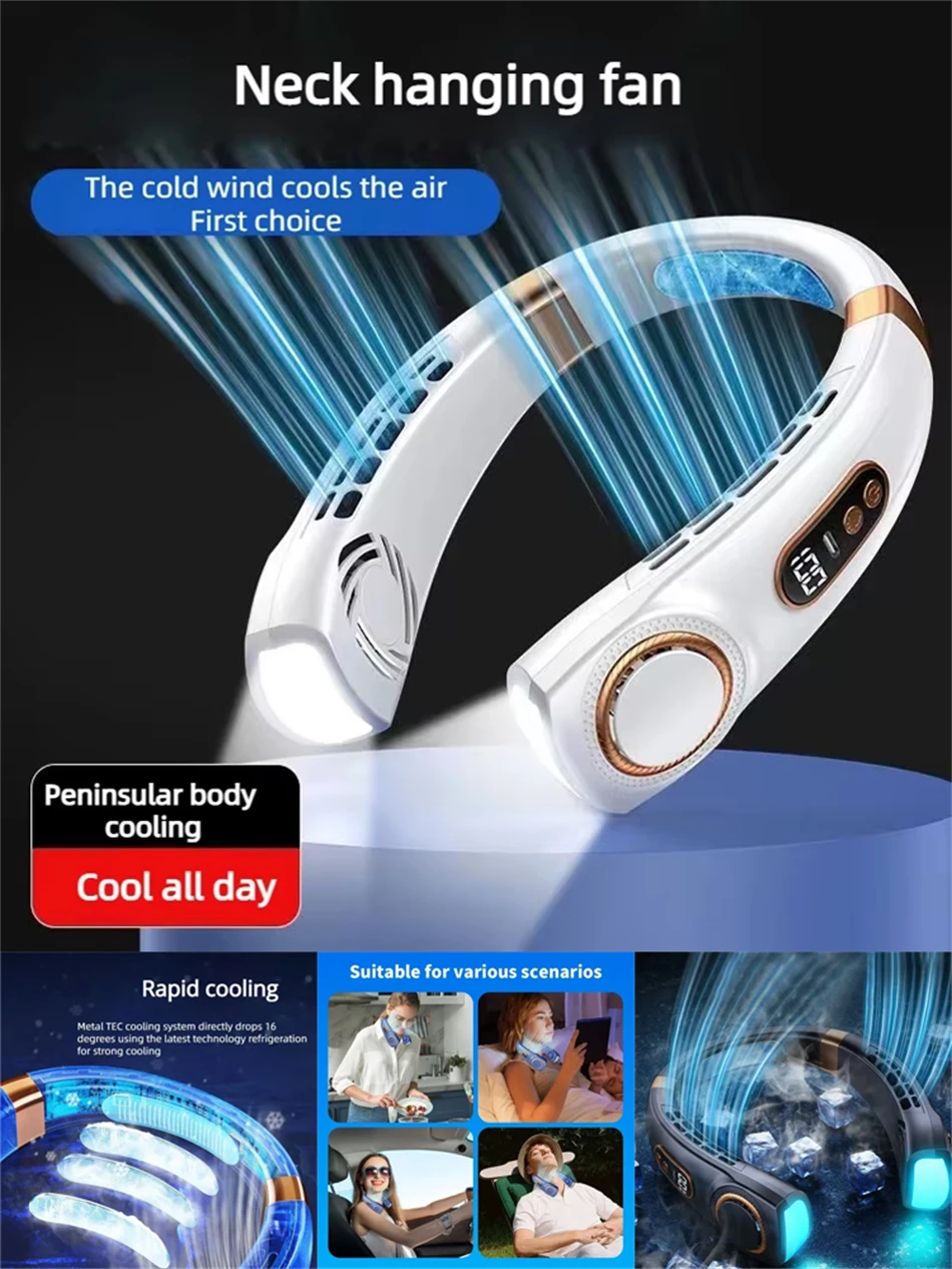 Rechargeable USB Neck Fan – Hands-Free Wearable Personal Cooling Fan, Portable Battery-Operated Bladeless Neck Fan for Indoor & Outdoor Use 37 S6da252599e074f03a012ac0cd0ce6329J