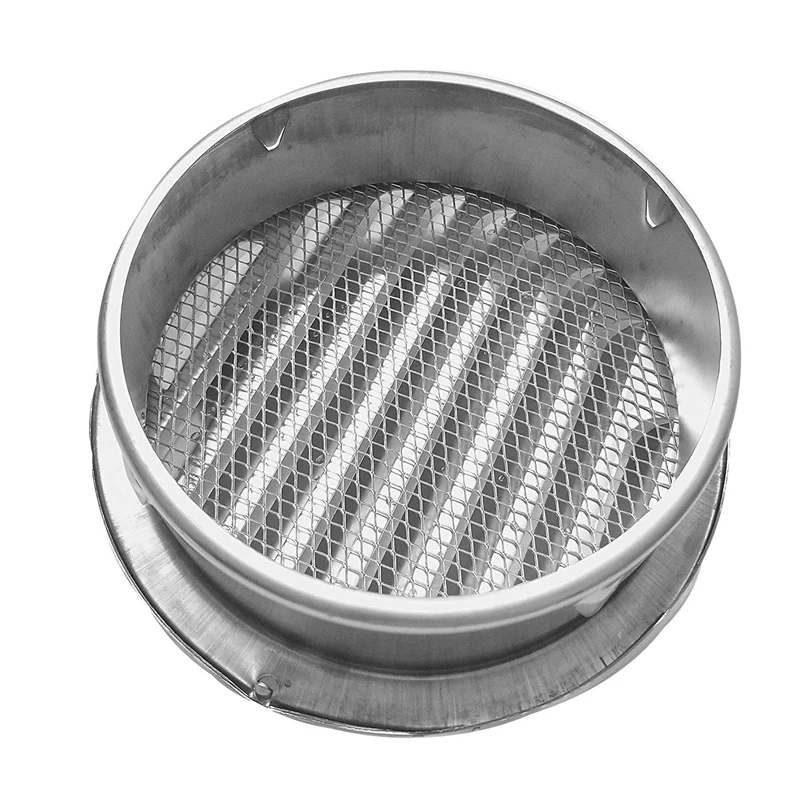 6 Inch Louvered Grille Cover Vent Hood Wall Air Vents With Built-In Fly Screen Mesh - 304 Stainless Steel Ventilation Outlet