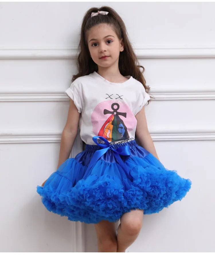 Rok Cosplay anak perempuan, rok dansa balet Tulle lapis, rok Tutu Puffy A-Line 2023, Rok dalam simpul kupu-kupu besar