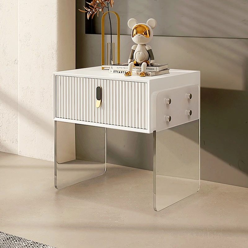 

Acrylic bedroom cream wind bedside table storage bedside table modern simple light luxury