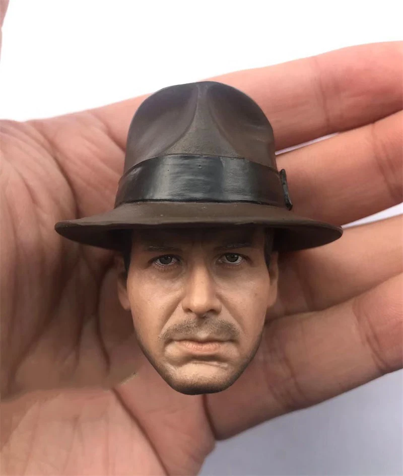 1/6 Male Indiana Jones Harrison Ford Western Adventure Cowboy Head Sculpture Carving Model Fit 12inch Action Figures Collect DIY