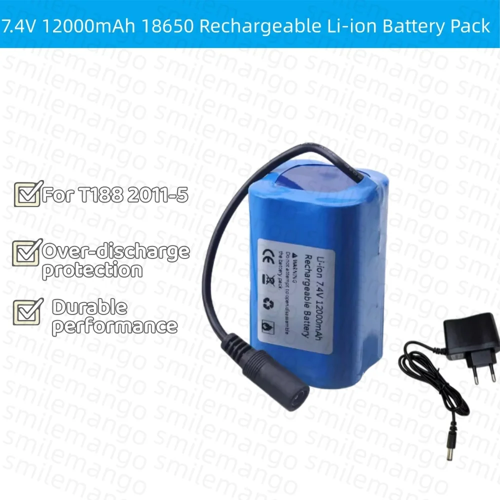 7,4V 12000mAh Akku mit USB-Ladegerät für T188 T888 2011-5 V007 C18 H18 Ferngesteuertes RC-Angelköderboot Ersatzakku-Teile