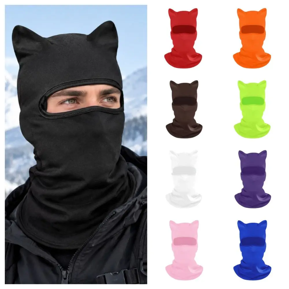 Dust Protection Polyester Fiber Cat Ear Face Mask Sun Protector Soft Neck Gaiter Quick Dry Bandana Hood Hat Balaclava Hat Hiking
