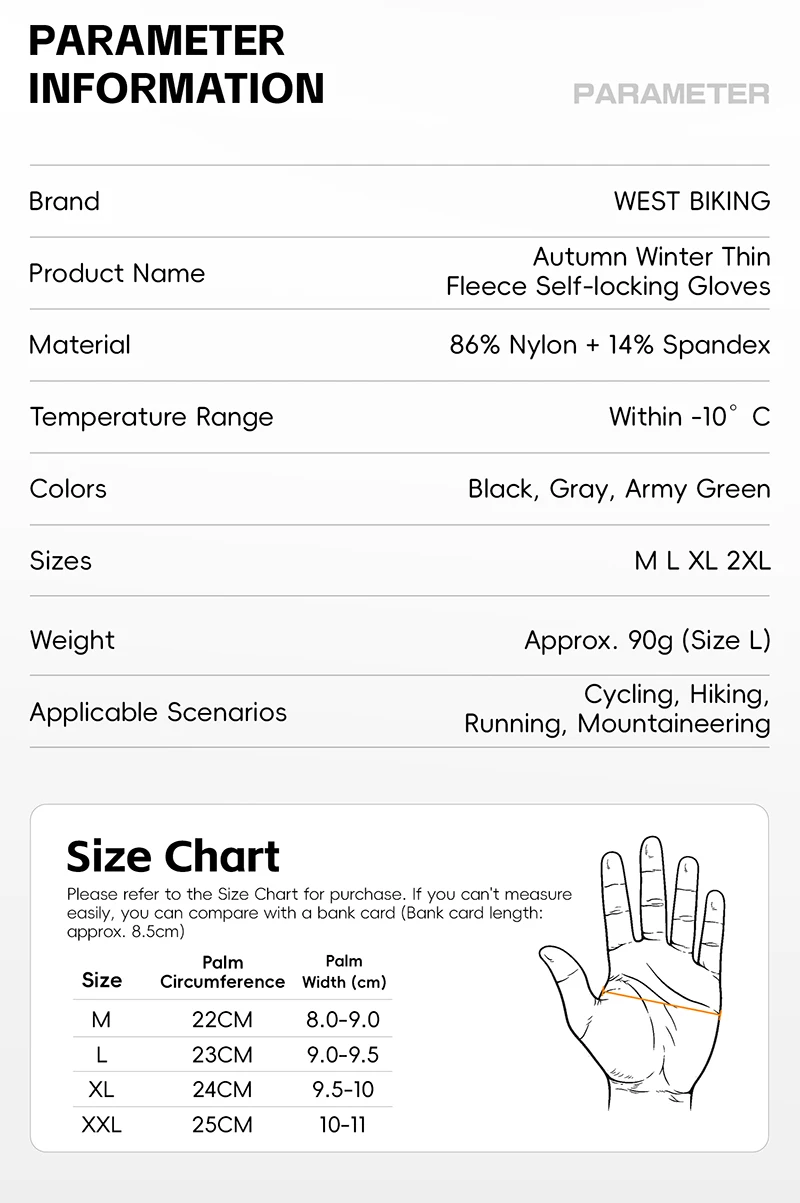 WEST BIKING Winter-Wärmehandschuhe für Herren, winddicht, mit Fleece, selbstverriegelndem Knopf, Touchscreen-fähig, rutschfest, für Mountainbike, Rennrad und Motorrad. – Detail 3