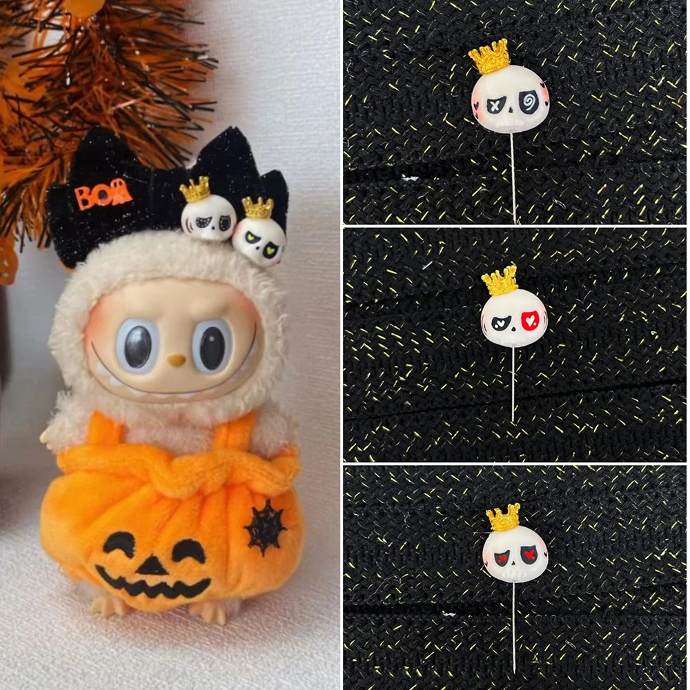 

Halloween Themed For LABUBU Dress Up Skull Decorated Headband Umpkin Clothes For 15/17cm Dolls DIY Head Inserted Hair Accessory