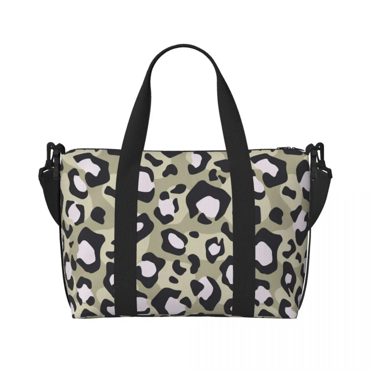 

Custom Large Leopard Pattern Animalistic Print Tote Bag Women Shoulder Shopper Gym Beach Travel Bag