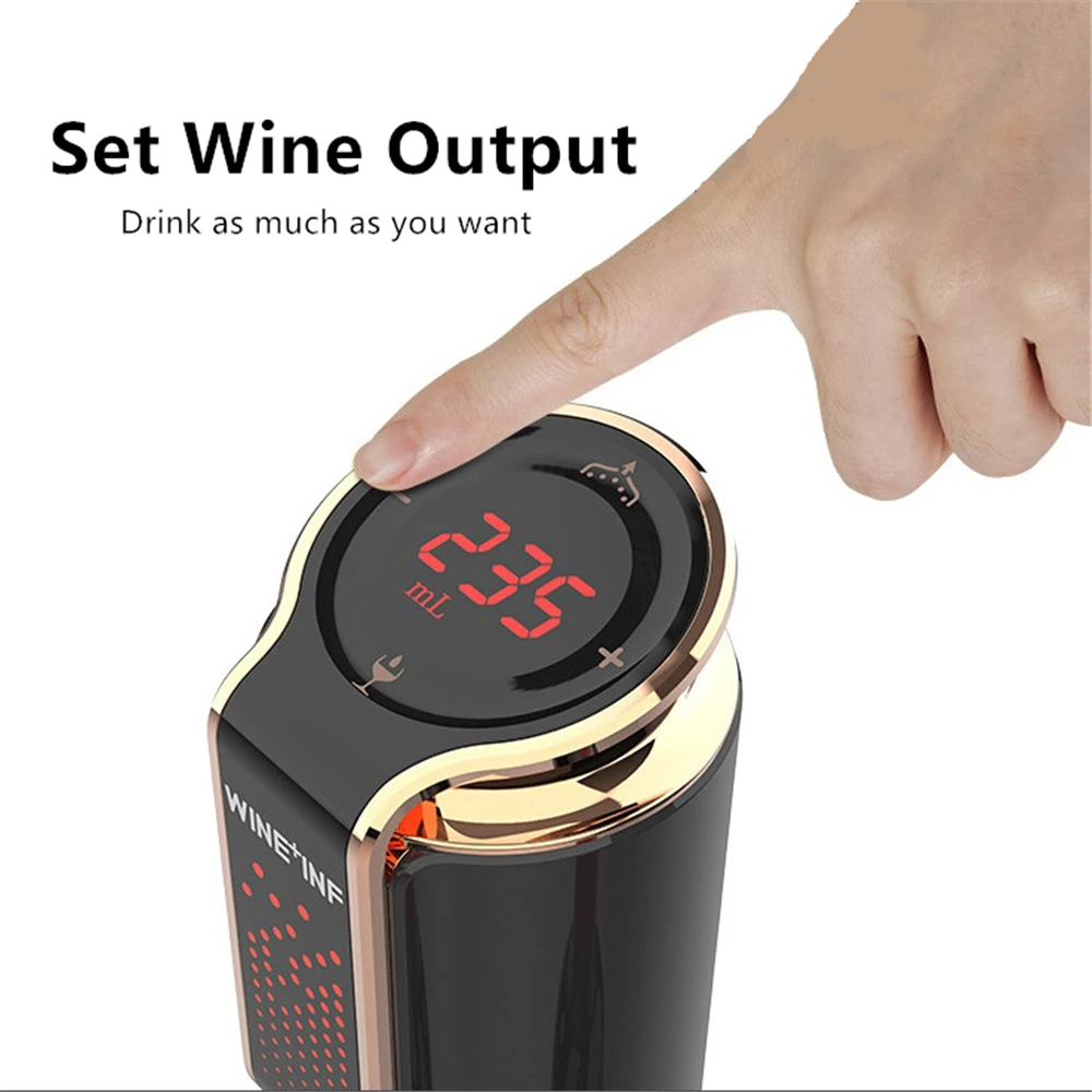 Electric Wine Aerator Portable Pourer Instant Wine Decanter Dispenser Pump One-Touch Auto USB Rechargeable Fresh-keeping 10 Days