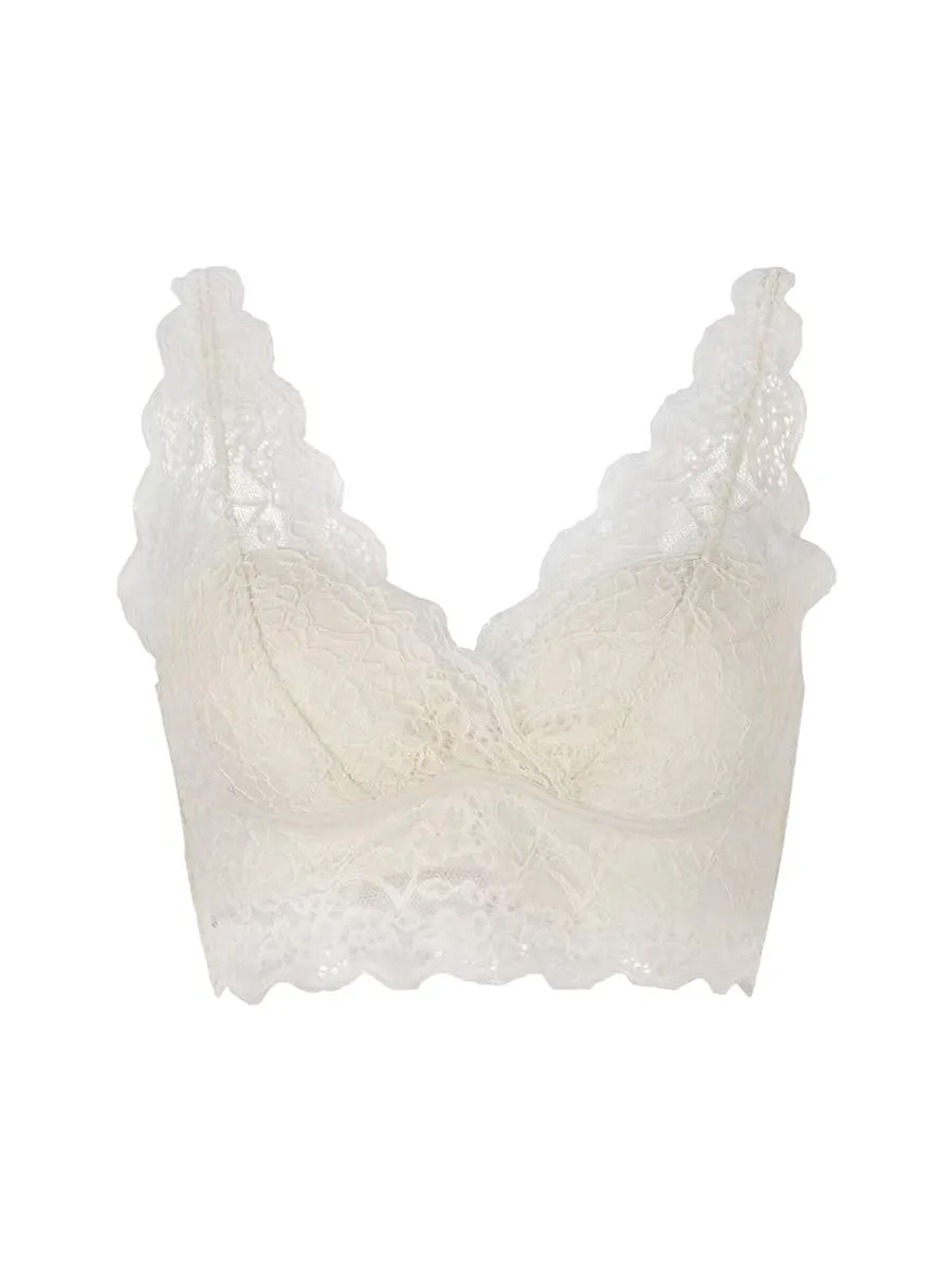 Sexy Backless Lace Camisole Inner Wear, Gathered for Small Breasts, Wireless Beauty Back Bra, Women's Layered Tank Top Style Bra
