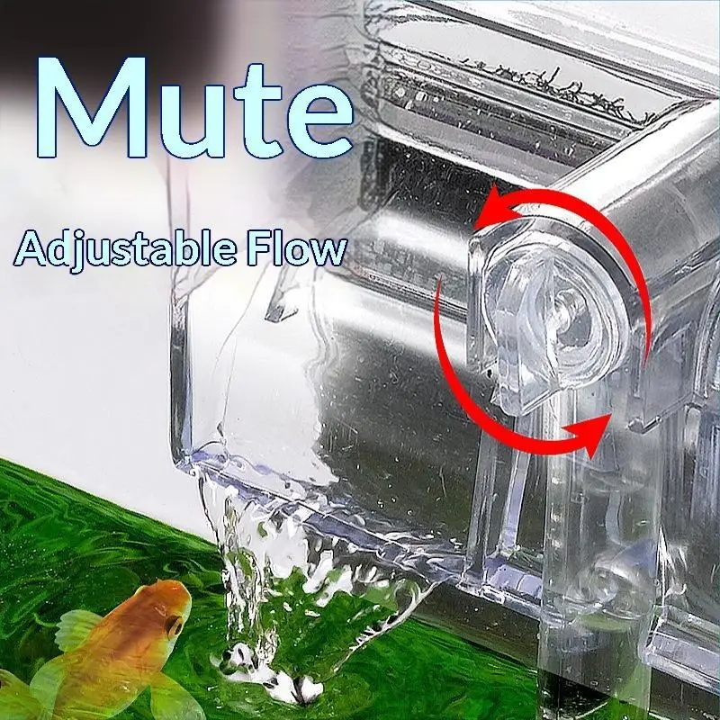 Silent Operation Aquarium Filter EU/US Plug Circulation System Fish Tank Filter Transparent Oil Removal Film Hang-On-Back Filter
