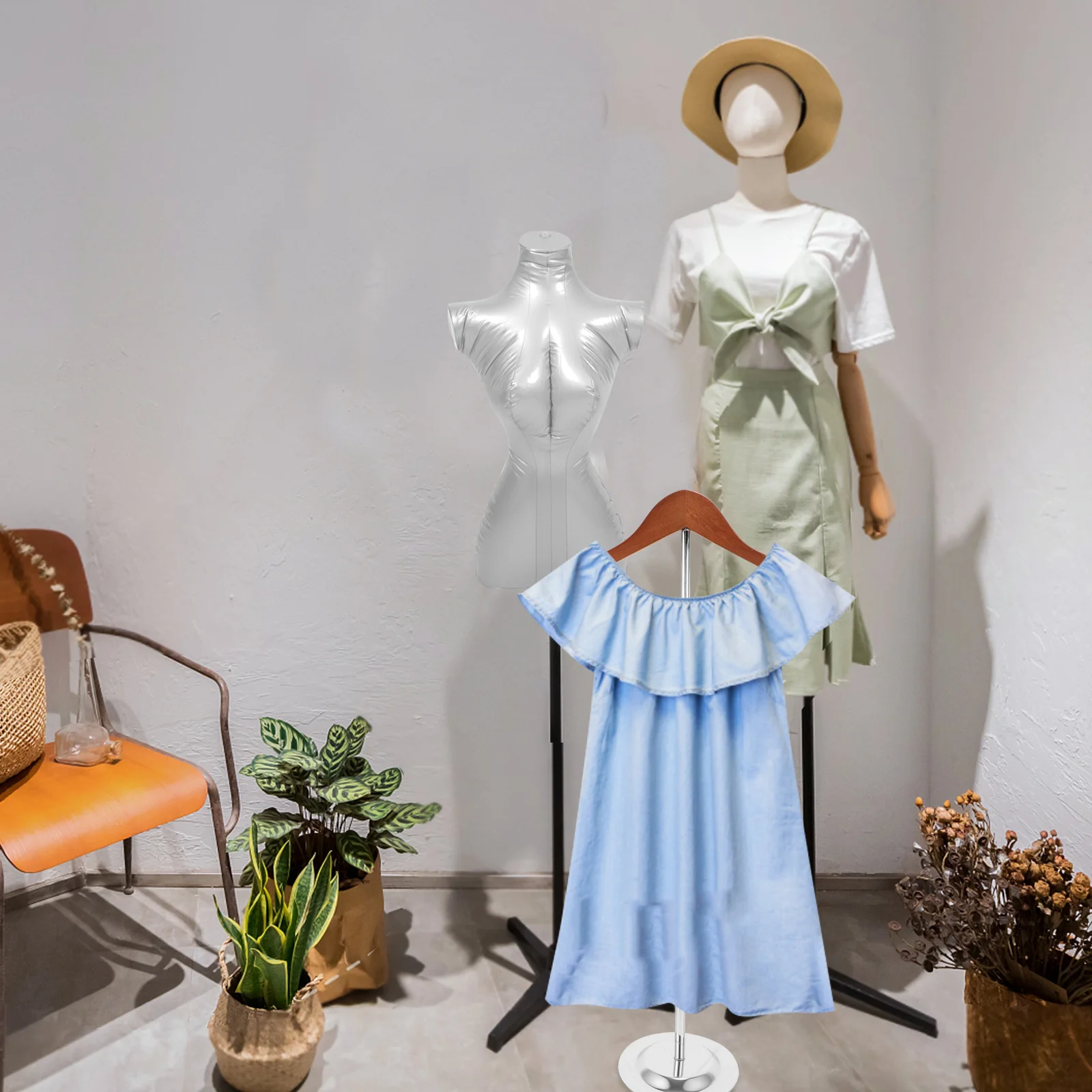 

Clothing Display Rack T Shaped Stand for Shirts Jackets and Coats Clothes Display Rack for Retail Business Clothing Stand