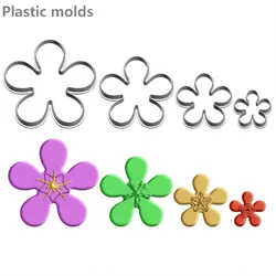 Four Specifications Cartoon Plant Five-petal Plum Blossom,Plastic Mold,Cake Fondant Tools,Cookie Sushi and Fruits Cutters