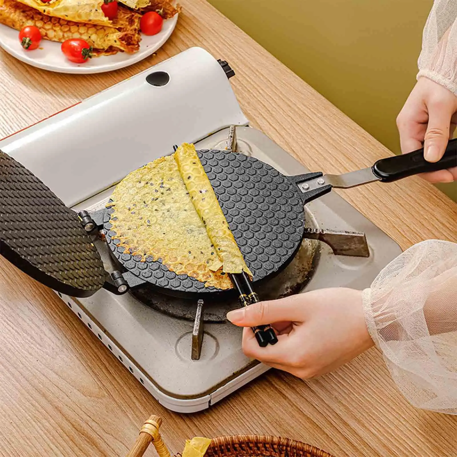 

Egg Roll Waffle Maker Easy Clean DIY Tools Double Side Waffle Cone Maker for Cooking Baking Tool Restaurant Home Omelet Dessert