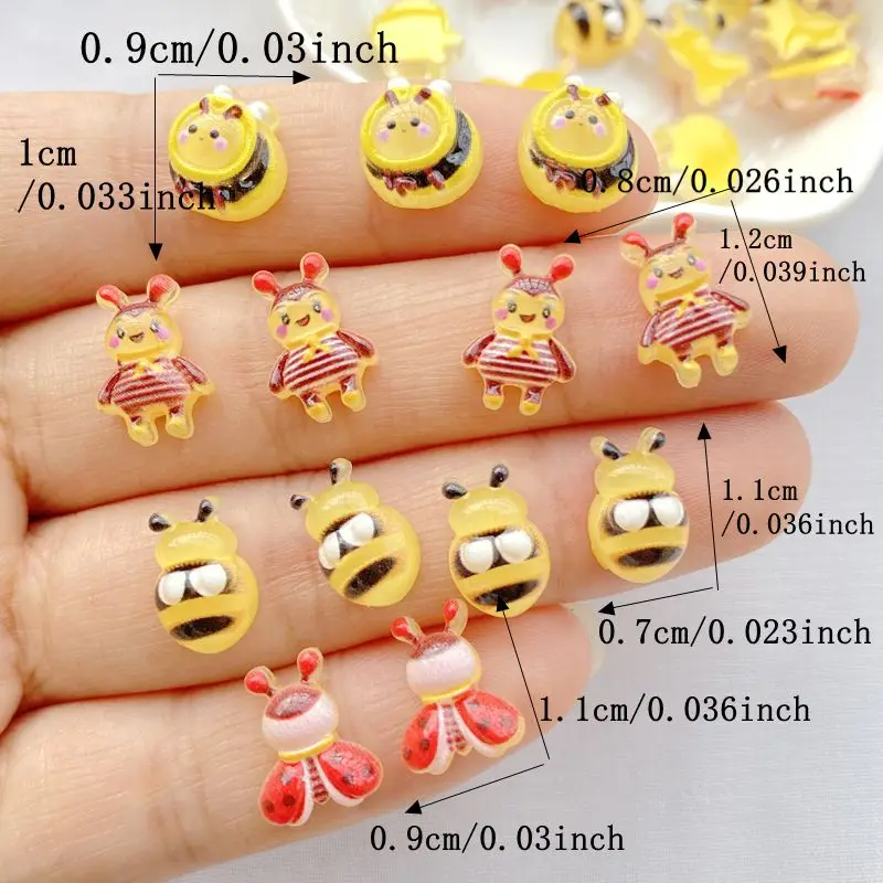 50Pcs New Cute Resin Cartoon Mini Bee Series Flat Back Parts Embellishments For Hair Bows Accessories