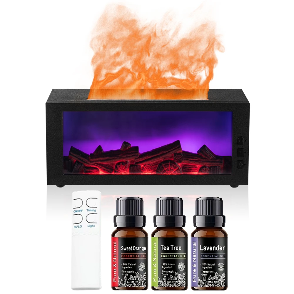 

Air Humidifier & Essential Oil Diffuser for Home Ultrasonic Aromatherapy Device with 7-Color LED Night Light, Flame Design, Qui