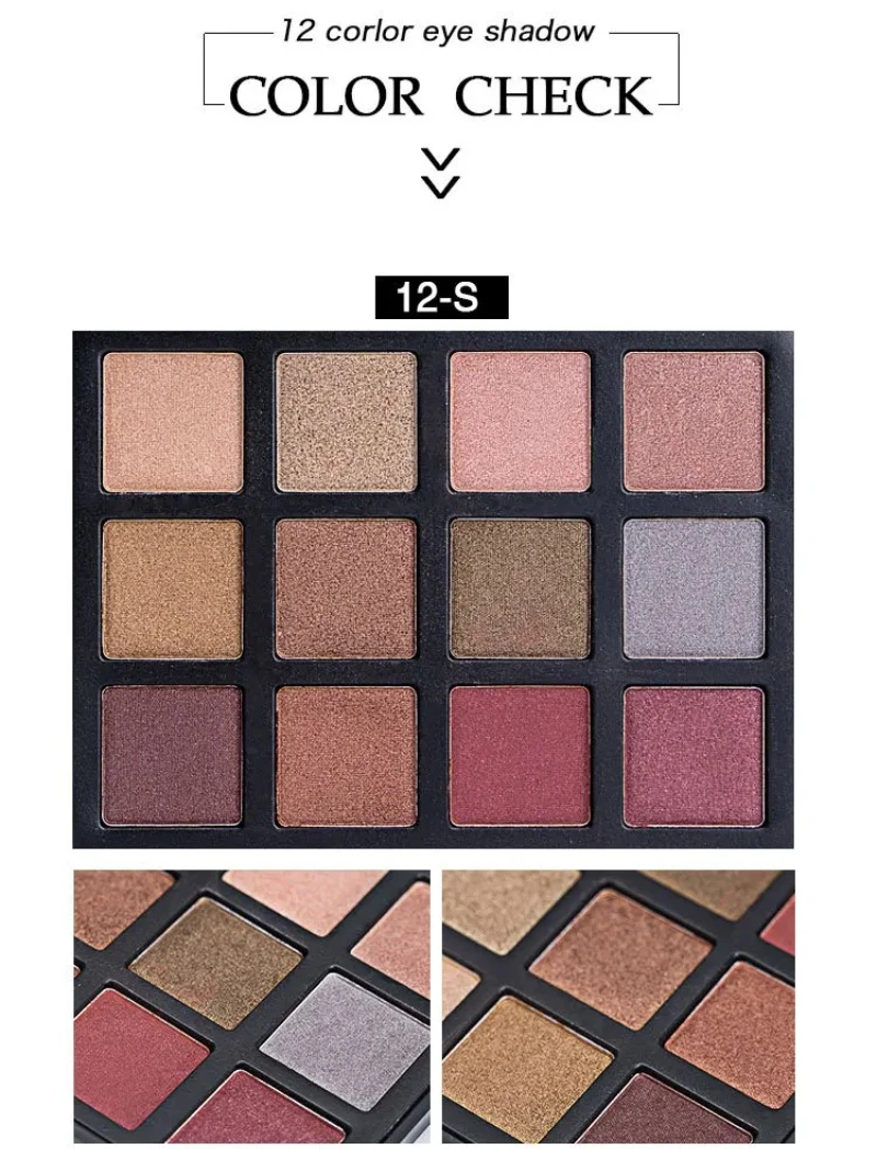 12 cores shimmer natureza brilho paleta de sombra maquiagem cosméticos terra nude sombra em pó conjunto de maquiagem à prova dwaterproof água 612 #
