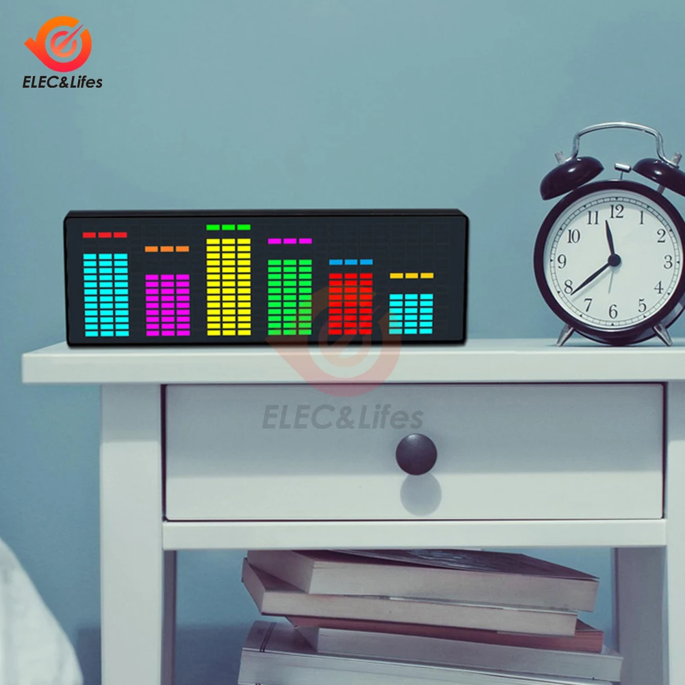 Imagem -02 - Led Música Spectrum Rhythm Display Relógio Eletrônico Voz Ativada Carro Áudio Indicador de Nível vu Medidor Lâmpada Atmosfera Luz Rgb