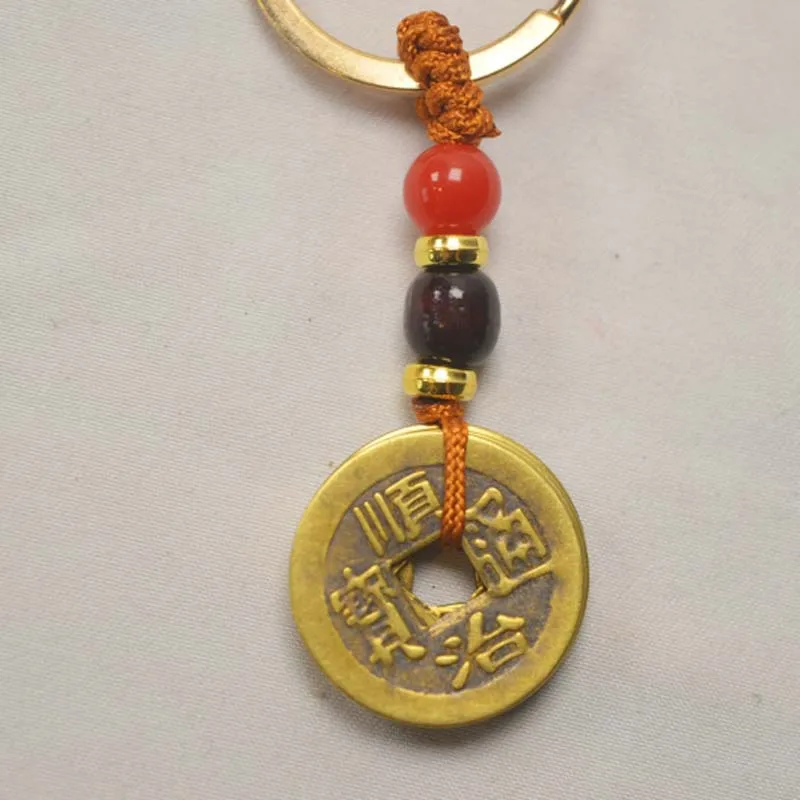 Brass Eight Patron Saints Keychain Five Emperors Coin Vairocana Portable Pendant Brass Gourd For Cinnabar Hanging Charm Gift