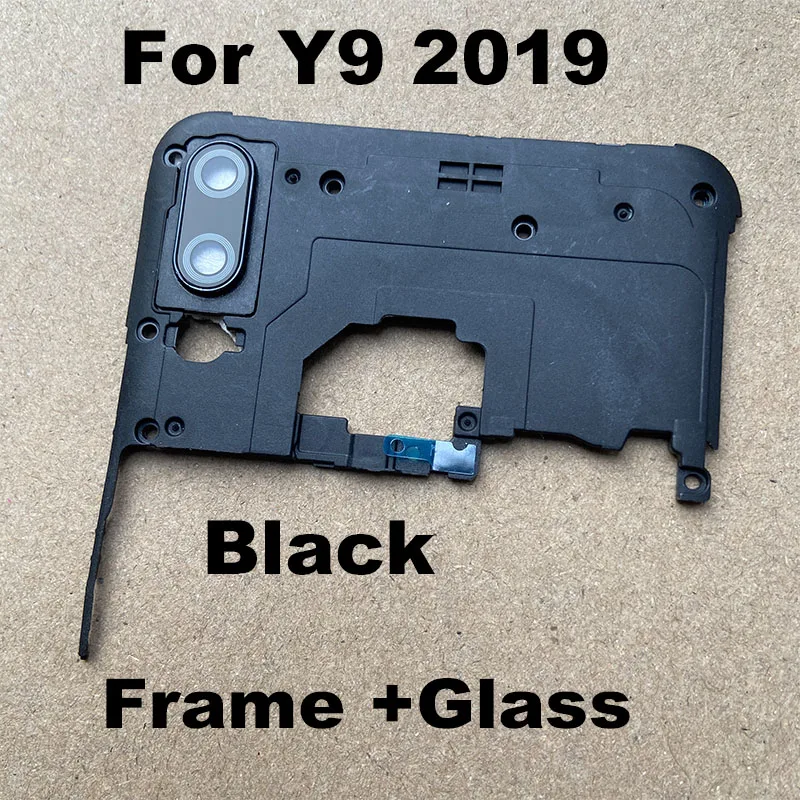 For Huawei Y9 2019 Back Camera Lens Glass With Frame Holder Rear Housing Cover Repair Replacement Parts