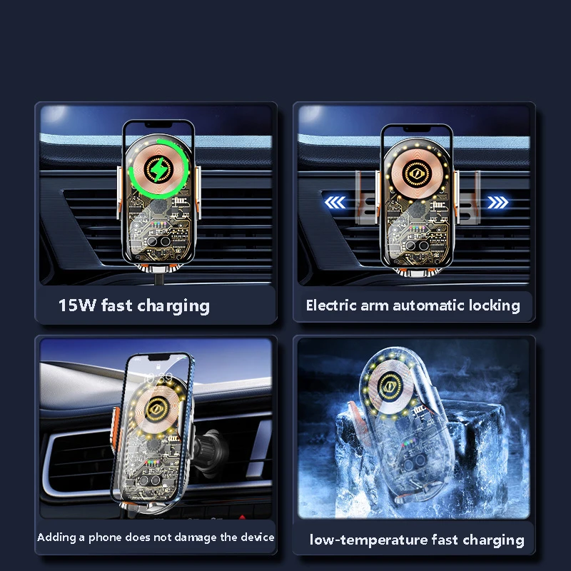 Беспроводное зарядное устройство для автомобильного телефона с умным датчиком, 66 Вт, быстрая зарядка, автомобильный держатель для телефона с автоматическим зажимом для IPhone и всех входят Android