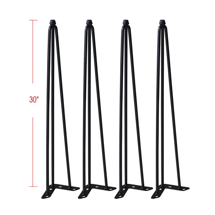 Hairpin Metal Table Legs 30 Inch Legs for Furniture Coffee Bench Dining End Industrial Table Desk Set of 4 with Screws Adjustab