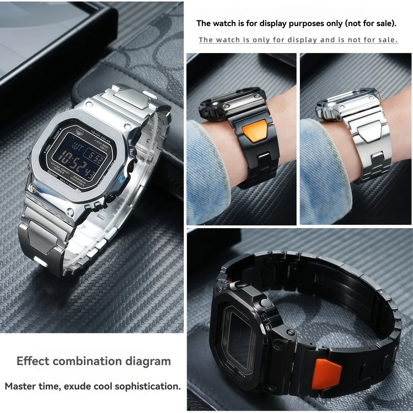 Suitable for G-SHOCK Casio small silver block 3459 GMW-B5000 series solid stainless steel watchband case men's accessories