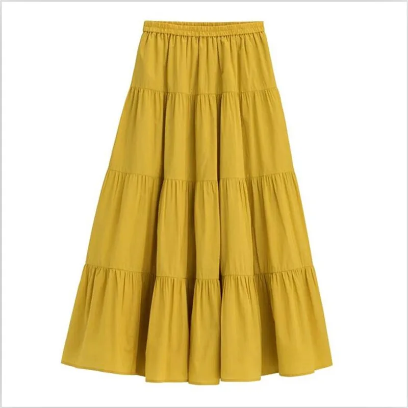 Candy Color Solid Women Long Skirts Sweet Girl Comfortable Loose Cotton Skirts Hot Sell High Street Bottoms maxi skirts clothes
