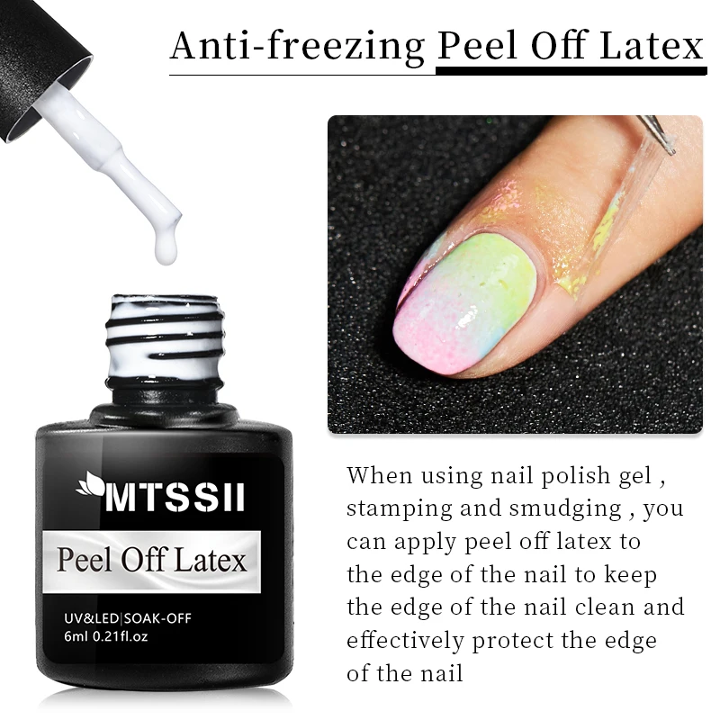 

Mtssii 6ml Peel Off Latex Anti-freezing Cuticle Nail Skin Protector Top Base Matte Coat Odor-Free Nail Polish Nail Art Latex