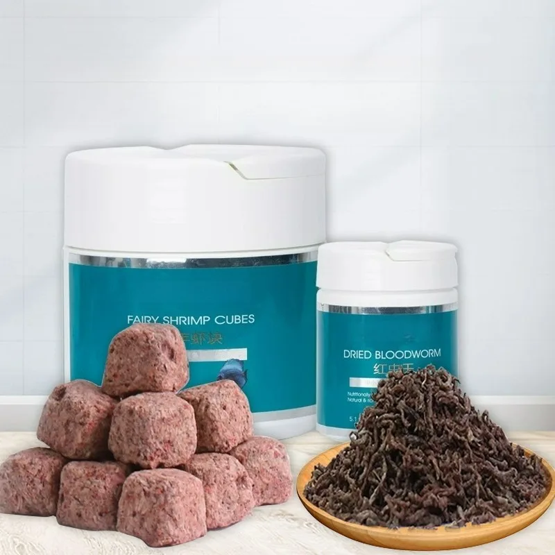 High Protein Freeze-Dried Bloodworm Shrimp Blocks - Natural Fish Food for Guppy Growth, Health & Color Enhancement