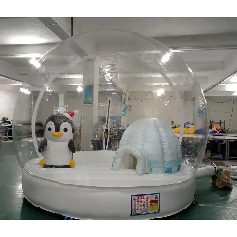 Large Size Christmas Snow Globe Inflatable Bounce House Outdoor Party Decoration Clear Transparent Bubble House