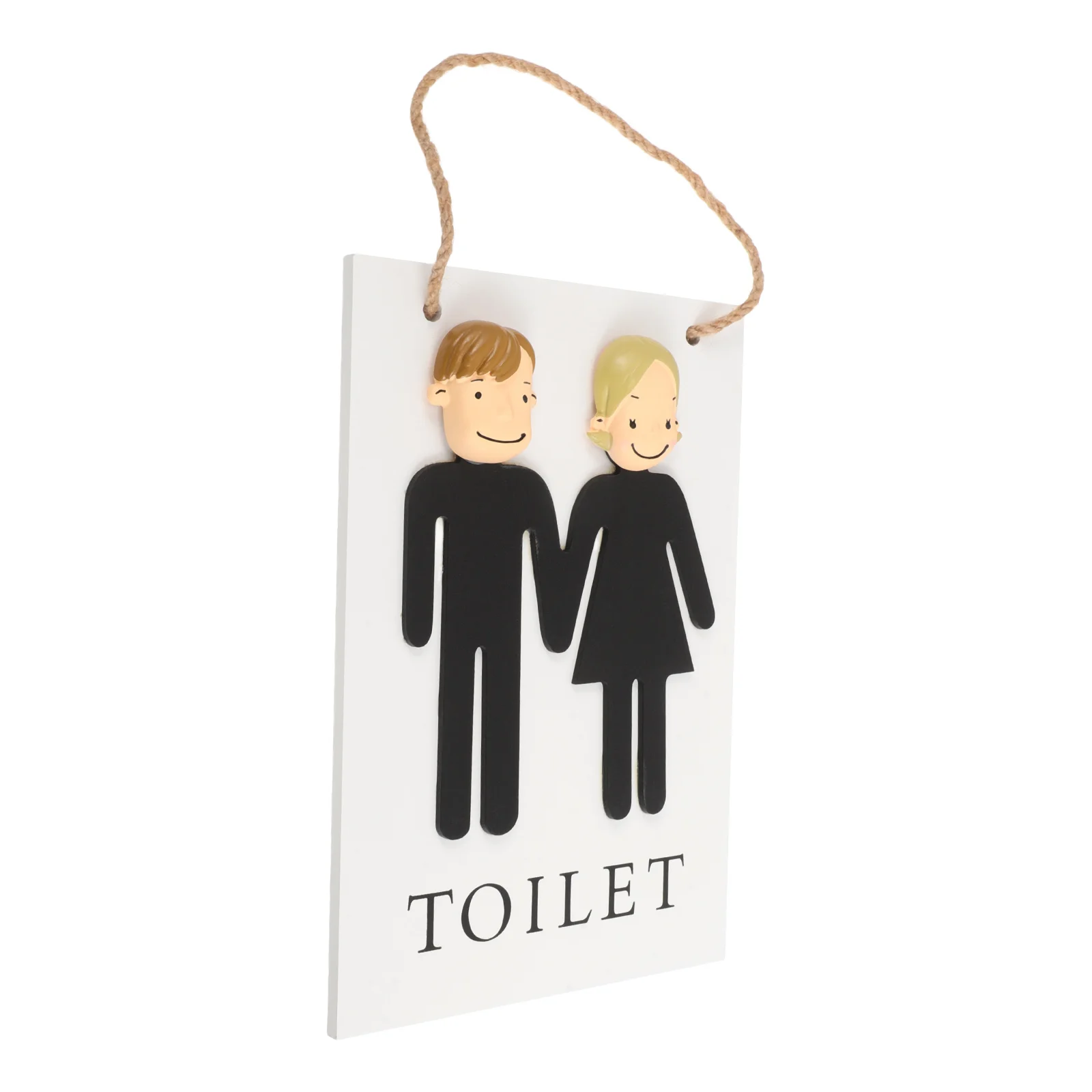 

Bathroom Signboard Hanging Door Decoration Modern Restroom White Signs Men Women Universal WC Decor Wooden Texture