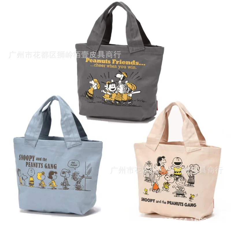 New Cute Cartoon Snoopy Canvas Bag Personalized Portable Handbag Large Capacity Student Work Lunch Box Lunch Bag