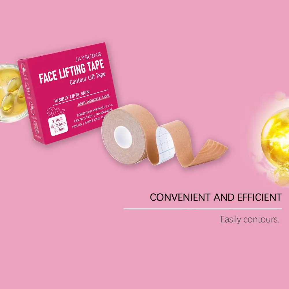 NUOVO 2.5cmX5m Nastro kinesiologico per viso V Line Collo Occhi Lifting Rughe Rimozione Nastro adesivo Strumento per la cura della pelle del viso Bende