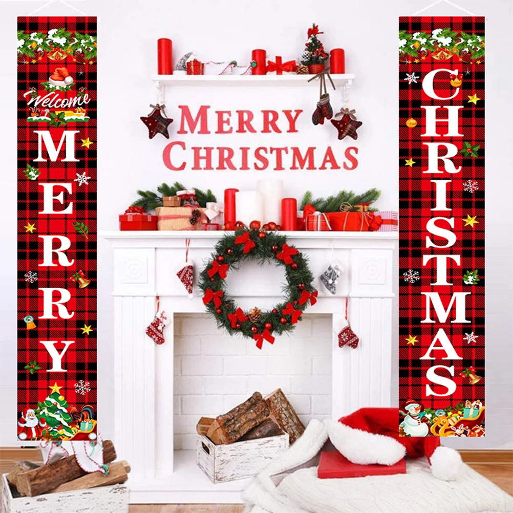 

Christmas Couplets Polyester Banner Door Porch Yard Garden Decor Home Supplies Holiday Cheer Front Decorations