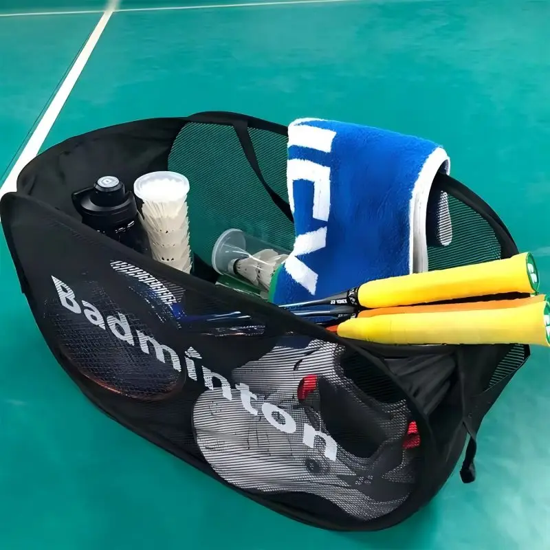 Badminton grid bag, large-capacity toy and sundries storage bag, foldable dirty clothes basket, breathable and sturdy, portable