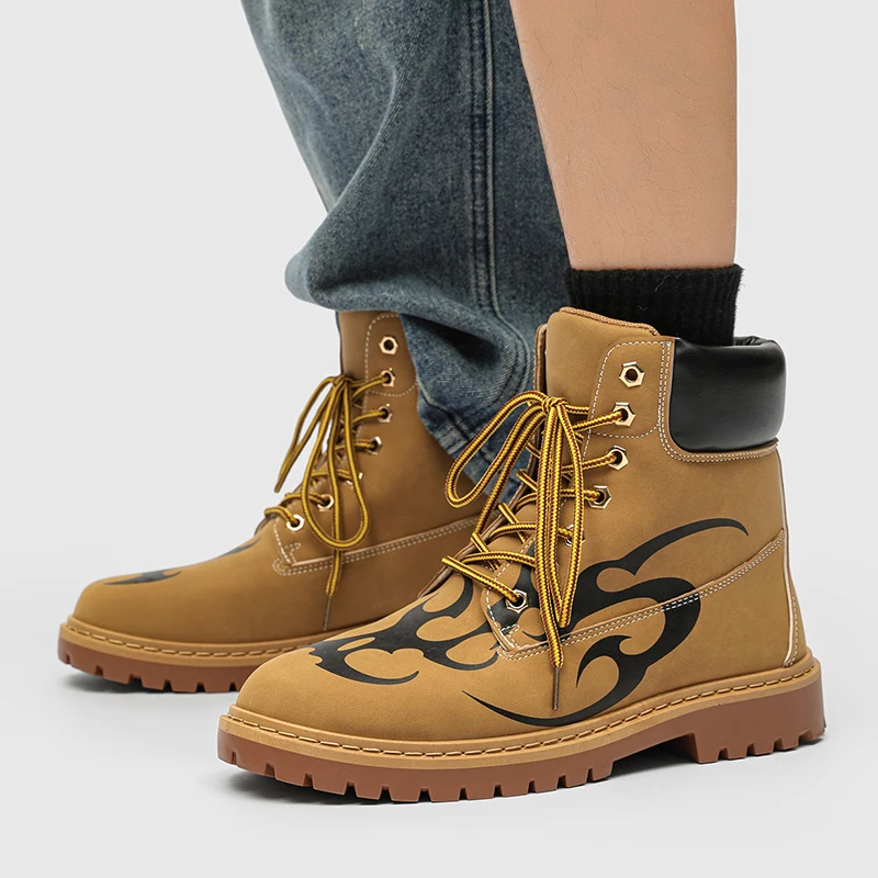 

Men's Devil Trend New Large Yellow Boots 39-44 Size Outdoor Boots Winter Fashion Casual Boots Men's Shoes