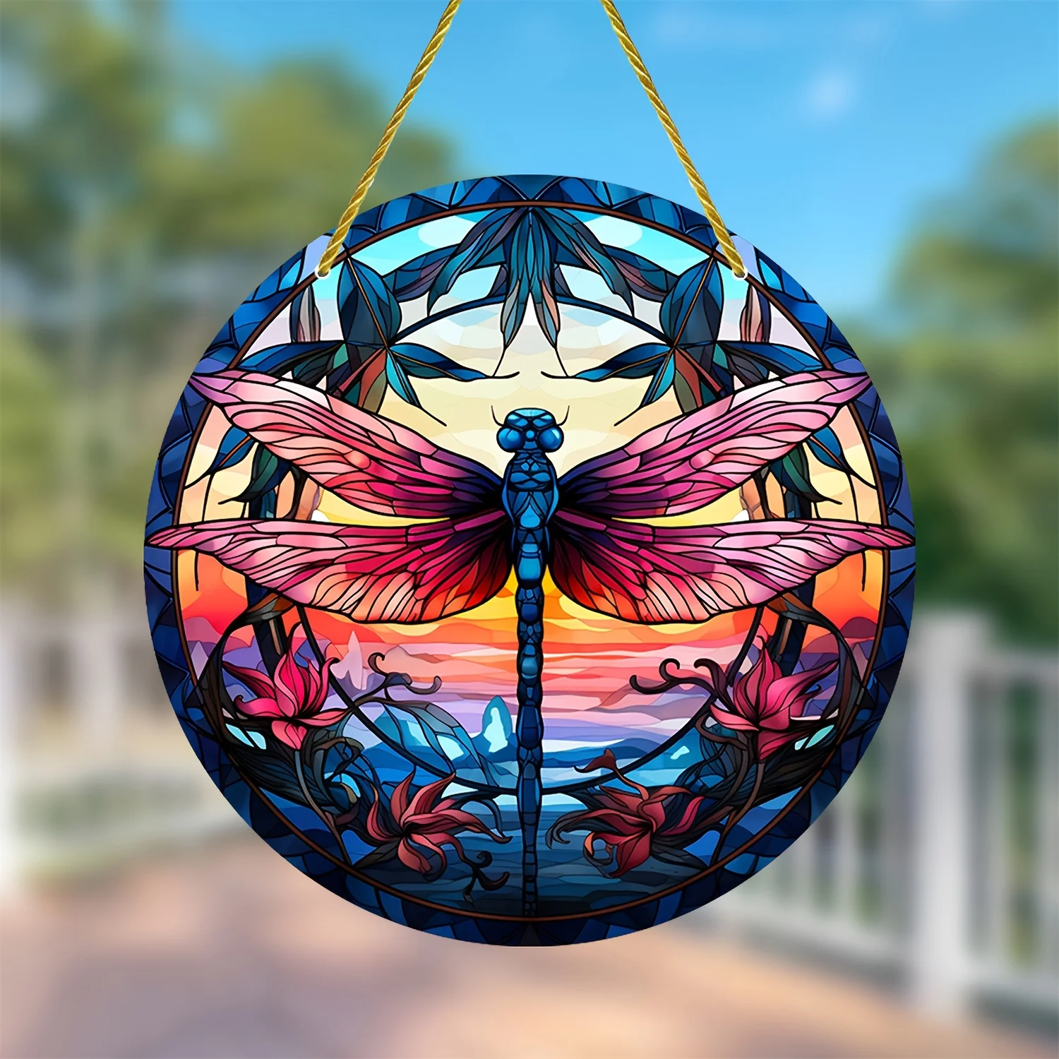 

Bright Dragonfly Stained Art Window Decor,Sun Catcher,Sunshade,Dragonfly Art Best Gift For Mom,House,Room,Home,Door Welcome