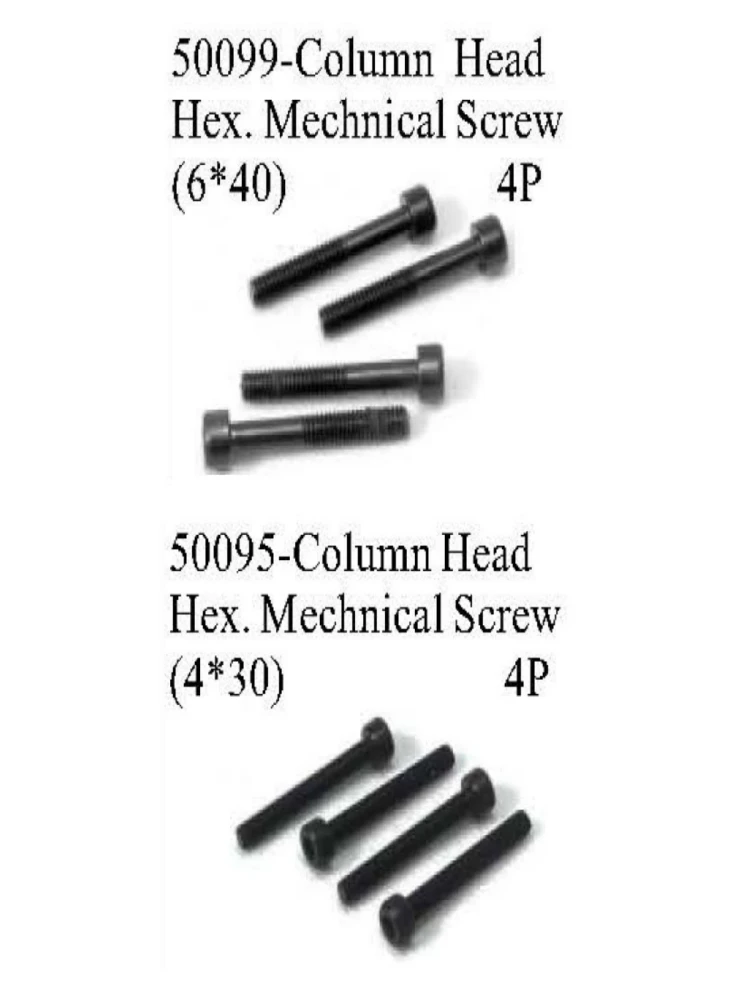 PART NO. 50095 4*30 AND PART NO. 50099 6*40 COLUMN HEAD HEX MECHNICAL SCREWS FOR HSP 1/5 SCALE RC CARS 4PCS PER LOT