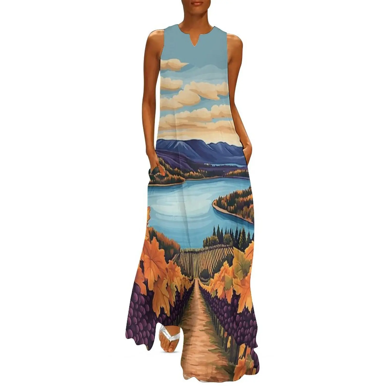 

Lakeside Fall Vineyard in the Okanagan with Autumn Foliage Long Dress chic and elegant evening dress summer dress for women 2025