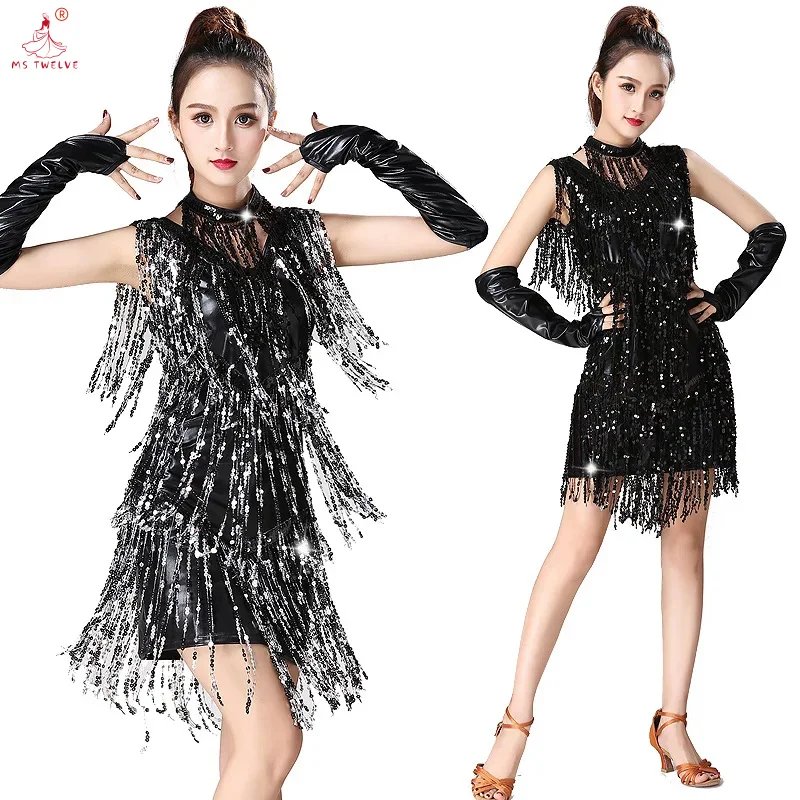 woman Ballroom Samba Tango Female Sequin latin dancing dress 1pcs/lot