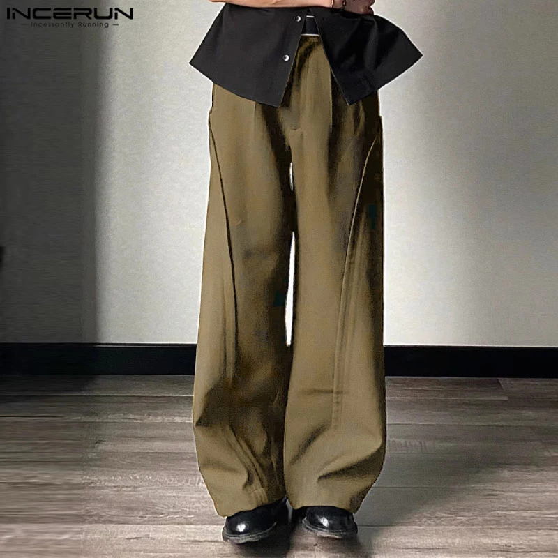

INCERUN 2025 Korean Style Fashion Pants Men's Deconstructive Arc Design Trousers Casual Streetwear Male Hot Sale Pantalons S-5XL