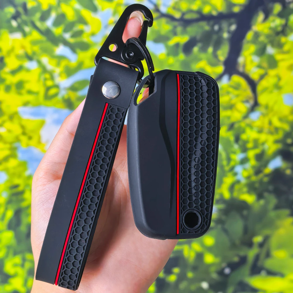 Textured Honeycomb Silicone Key Shell With Keychain for DUCATI Multistrada V2 V2S V4 V4S 1260S 950S Moto Key Sleeve