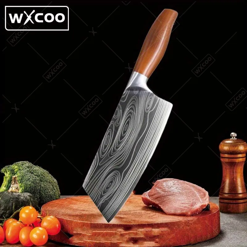 

1pc,Kitchen Knife Stainless Steel 8 Inch Forged Knife Sharp Bone Chopping Knife Damascus Pattern Butcher Knife Cooking Tools